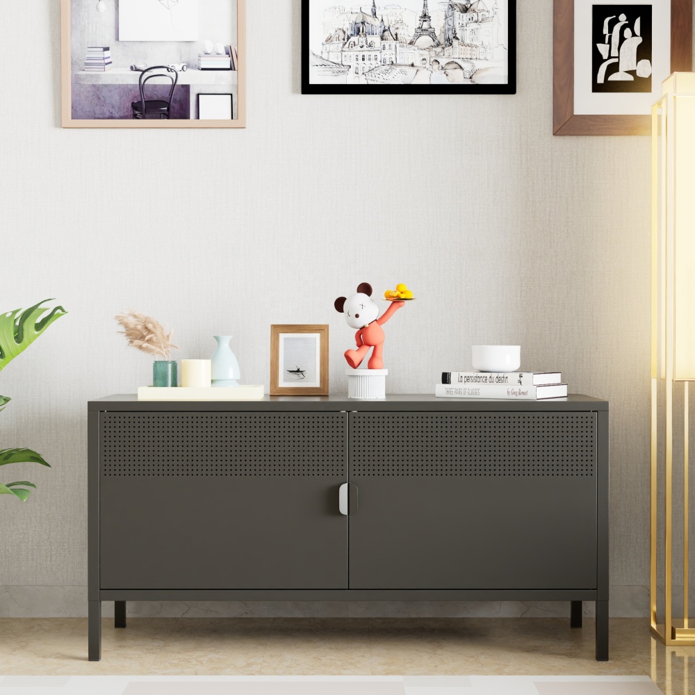 TV Stand for 45-49 Inch TVs Small Entertainment Center Storage Cabinet Modern Steel TV Stand for Living Room Hotel School