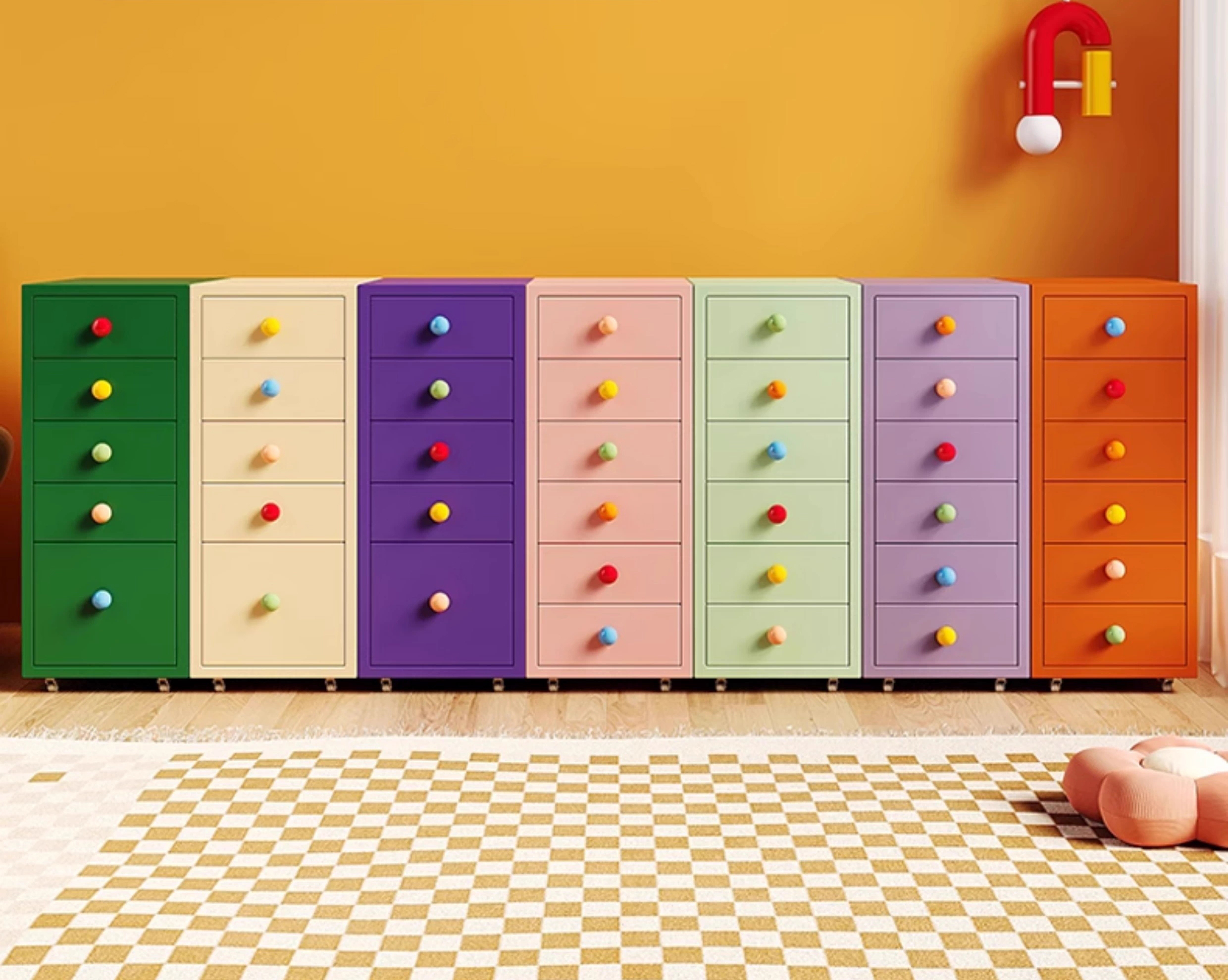 Modern Metal Dresser with 6 Drawers Tall Storage Cabinet for Bedroom Living Room Kids Dressers Chest Drawers Customizable Color