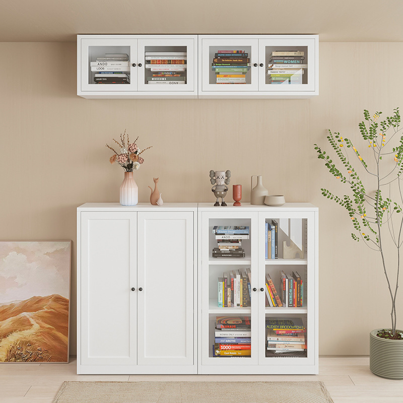 High Quality Modern Single Glass Door Bookcase 3 Tiers Big Capacity Stainless Steel Kitchen Cabinets Storage for Living Room