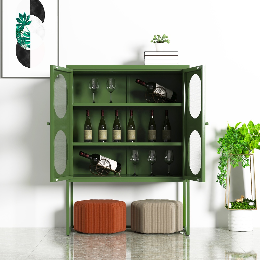 Modern Thickened Cold-Rolled Steel Storage Cabinet Adjustable Shelves Small Buffet Sideboard for Home Bar Apartment Use Flat