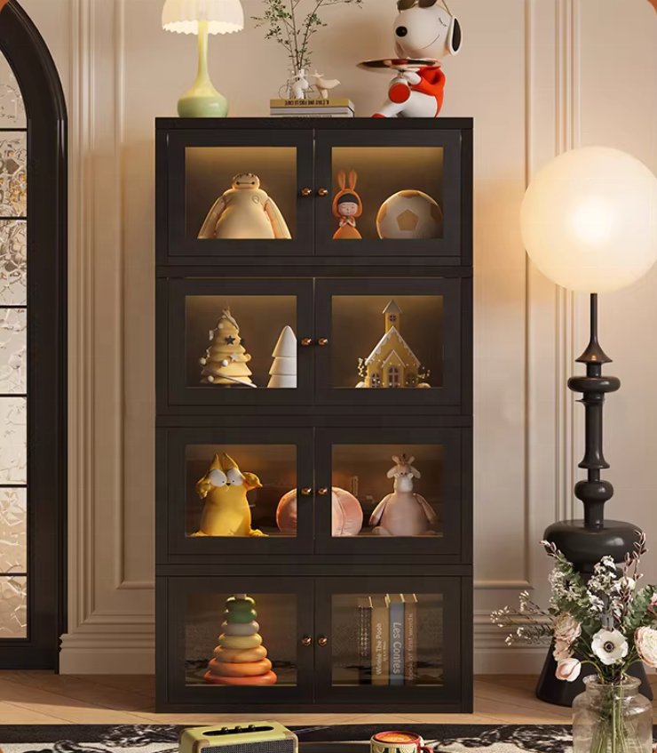 Small Steel Storage Cabinet with 2 Doors Modern Design for Apartment Living Room & Kitchen Durable Space-Saving Floor Organizer