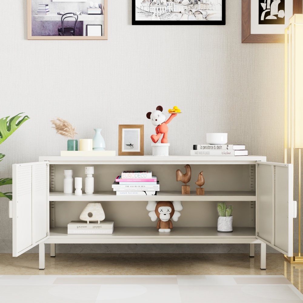 TV Stand for 45-49 Inch TVs Small Entertainment Center Storage Cabinet Modern Steel TV Stand for Living Room Hotel School