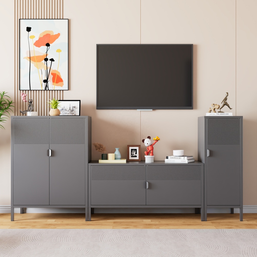 TV Stand for 45-49 Inch TVs Small Entertainment Center Storage Cabinet Modern Steel TV Stand for Living Room Hotel School