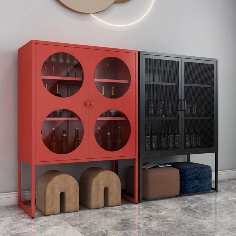 Modern Thickened Cold-Rolled Steel Storage Cabinet Adjustable Shelves Small Buffet Sideboard for Home Bar Apartment Use Flat