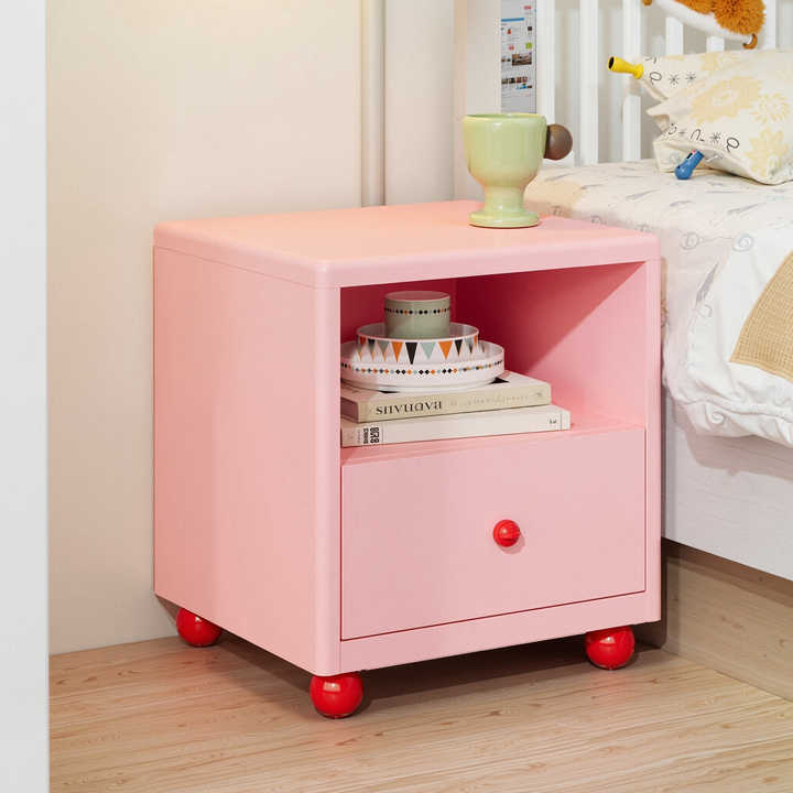 Modern Metal Bedside Nightstand with 2 Drawers & Open Shelf Storage for Bedroom & Living Room Small Spaces