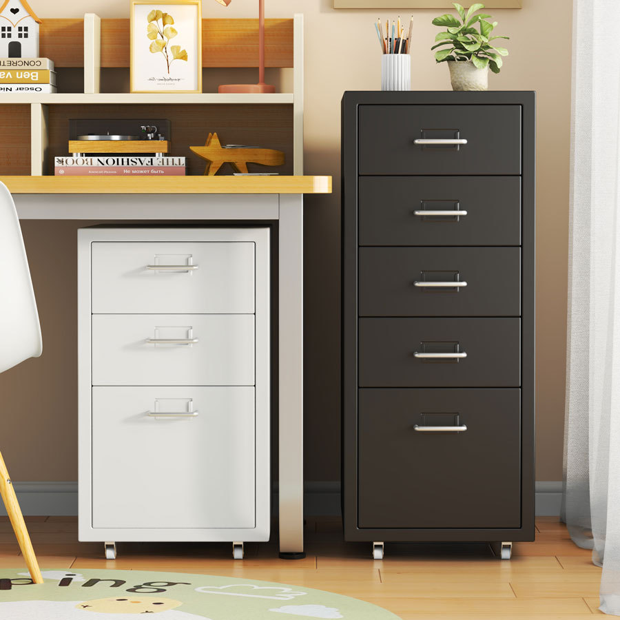 Modern Durable Metal Dresser Kids Bedroom Chest 5 Drawers Tall Storage Tower Clothing Organizer Closet Playroom Living Room