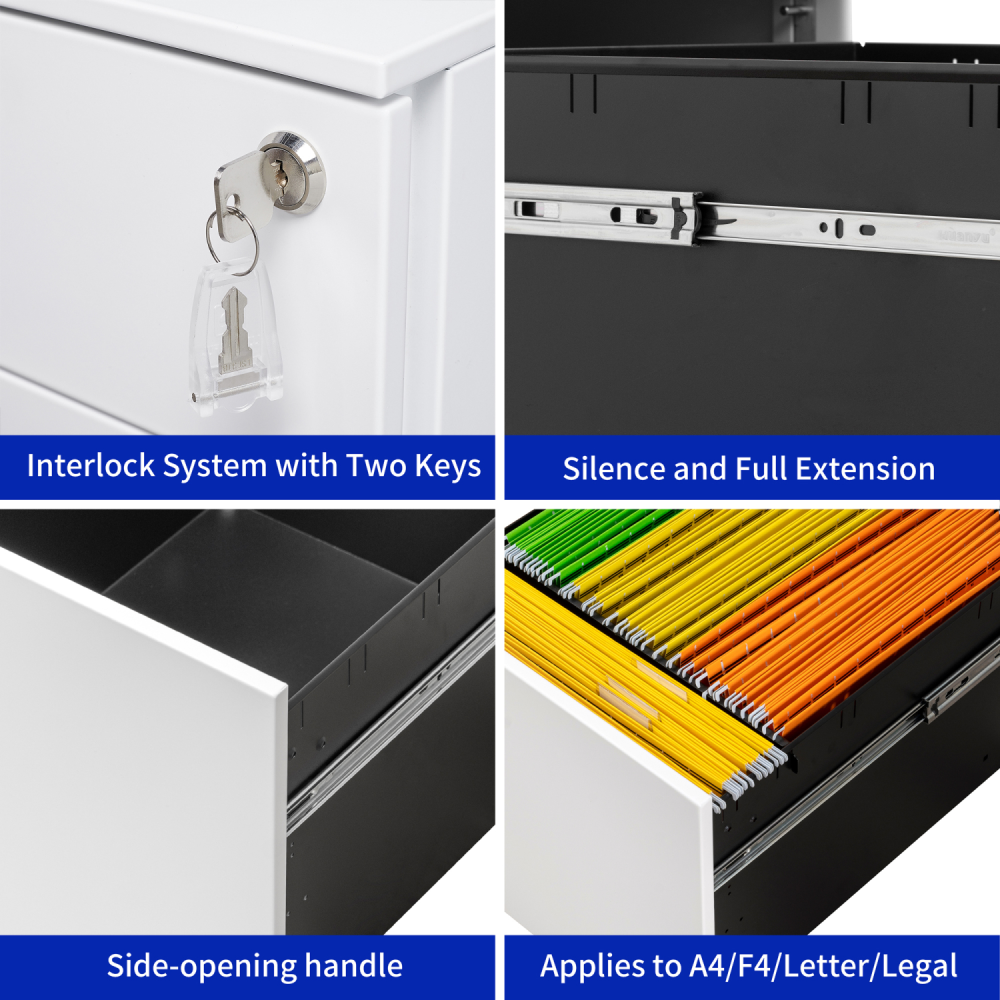 Wholesale 19'' Tall Metal Mobile Pedestal Office Furniture 2 Drawers Desk Mobile Filing Cabinet Lockable Outdoor School Gym