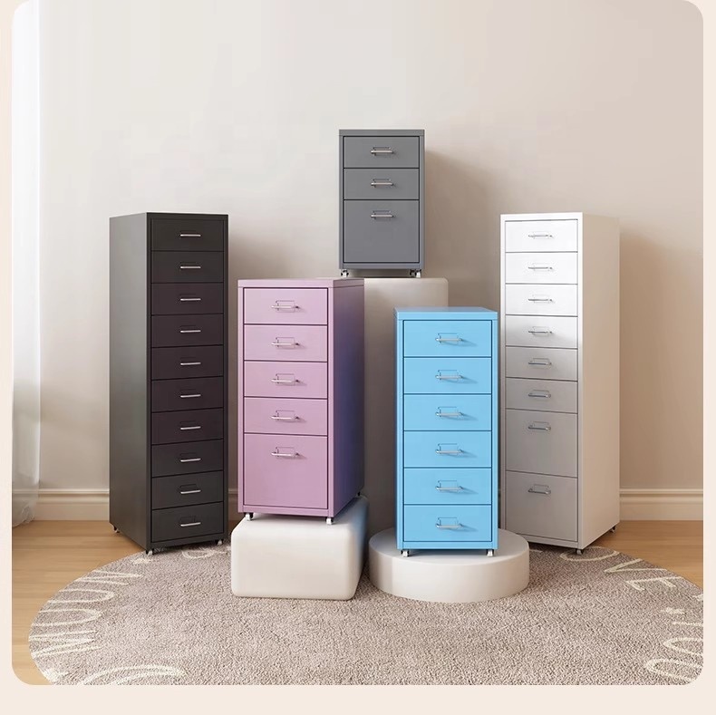 Modern Steel Metal File Cabinet 3 Drawers Office Large Capacity 3 Floor Drawer Color Vertical Mobile Steel File Storage Cabinets