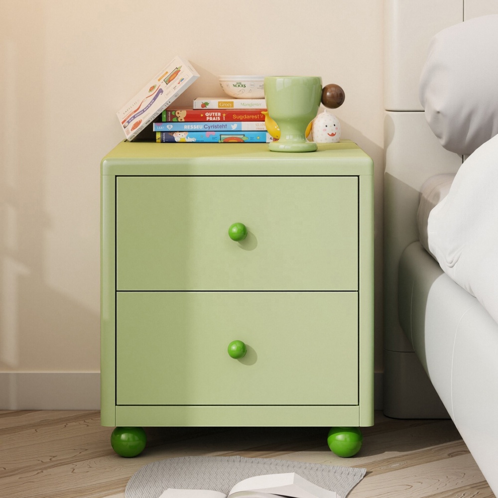 Modern Durable Metal Nightstand with 2 Drawers Multifunction Kids Dresser for Bedroom Living Room Hotel & College Dorm
