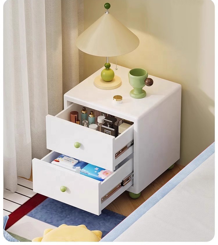 Modern Durable Metal Nightstand with 2 Drawers Multifunction Kids Dresser for Bedroom Living Room Hotel & College Dorm