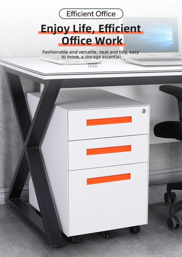 3 Drawer Adjustable File Cabinet Lock Metal Desk Rolling Cabinet for Home Office School Outdoor Use Fits Letter/Legal/A4 Size