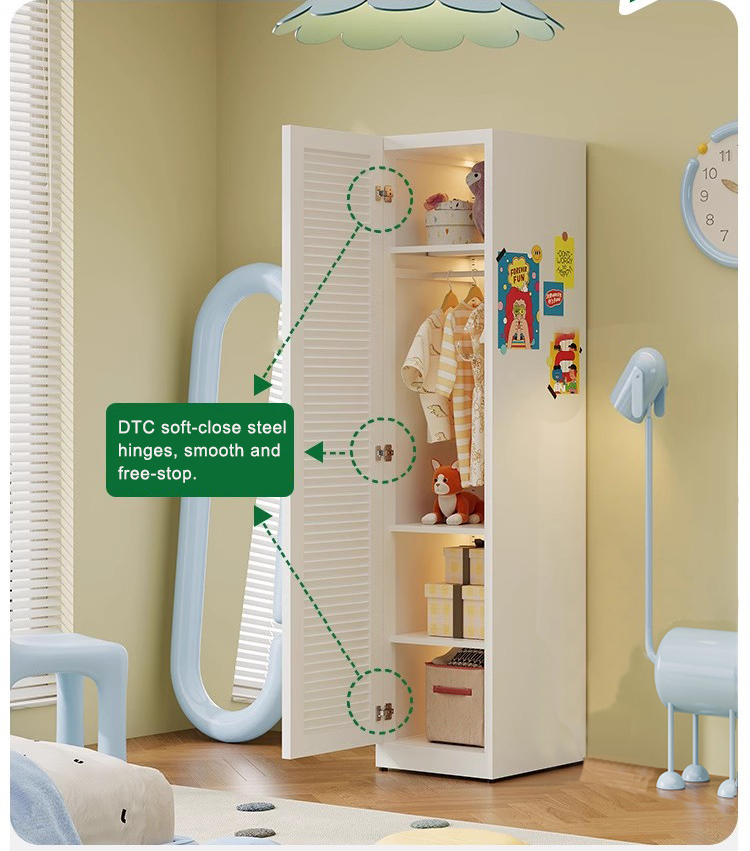 Modern Steel Wardrobe Cabinet Hanging Rod 1 Door Green Freestanding Space-Saving Bedroom Closet Living Room Home Furniture