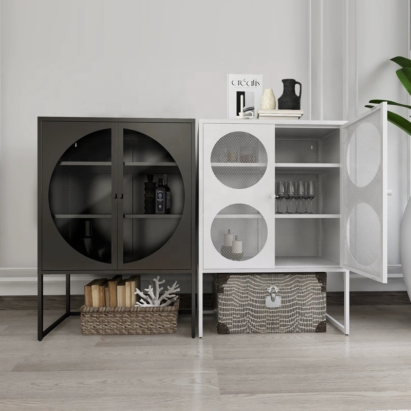 Modern Thickened Cold-Rolled Steel Storage Cabinet Adjustable Shelves Small Buffet Sideboard for Home Bar Apartment Use Flat