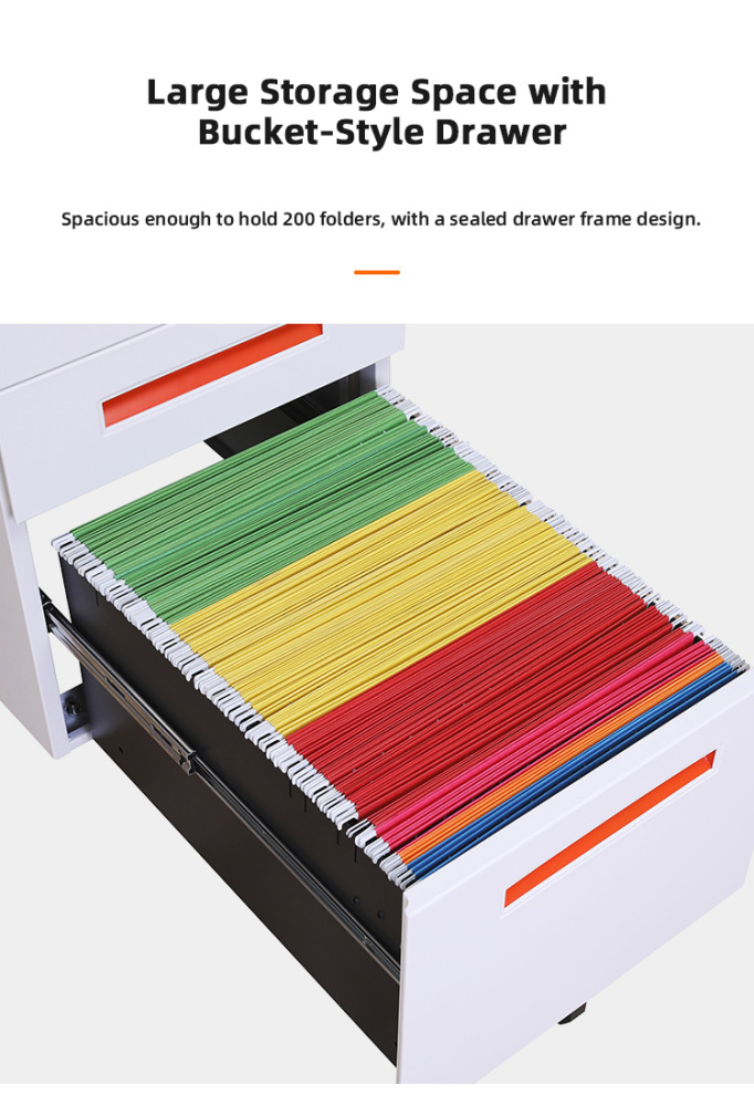 3 Drawer Adjustable File Cabinet Lock Metal Desk Rolling Cabinet for Home Office School Outdoor Use Fits Letter/Legal/A4 Size