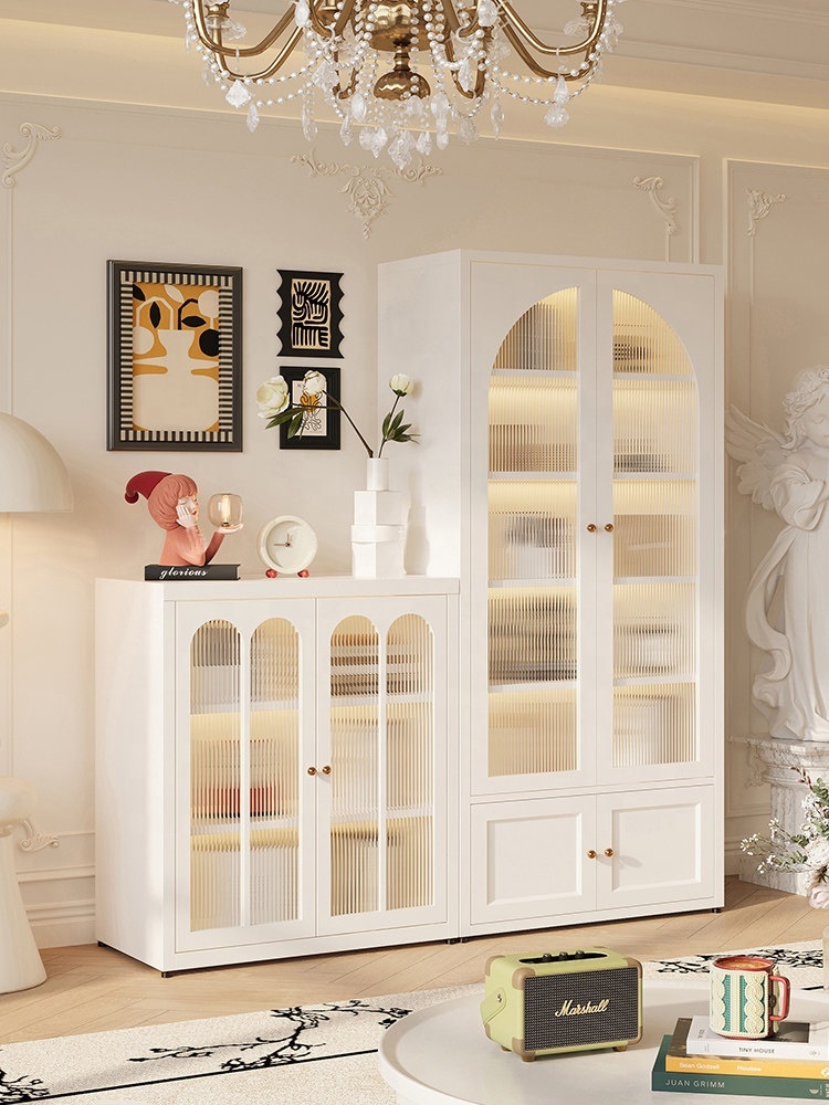 Modern Home Steel Wall-Mounted Living Room Bookcase,Luxury Glass Bookcase with Adjustable Shelves,Living Room Storage Bookshelf