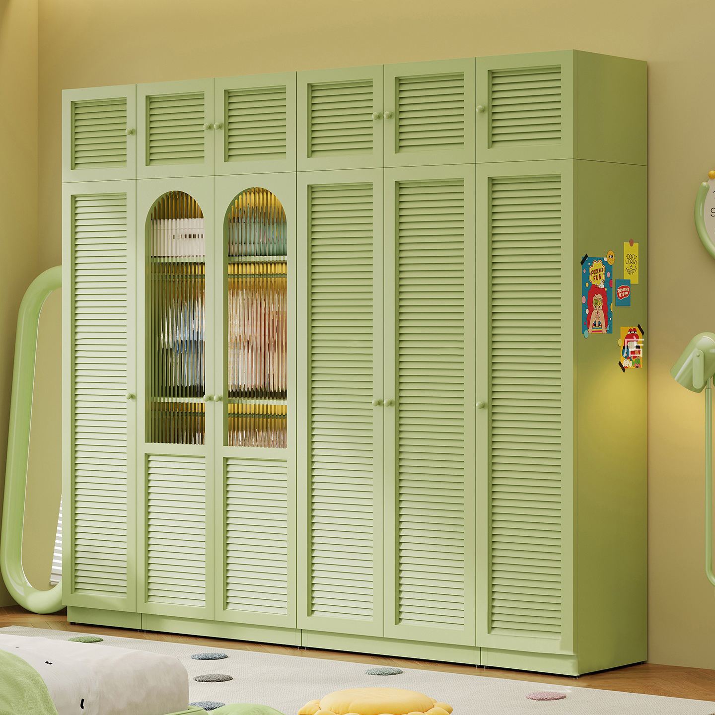 Modern Adjustable Steel Armoire Wardrobe Doors Freestanding Cabinet Large Closet Hanging Rod Bedroom Living Room Eco-friendly