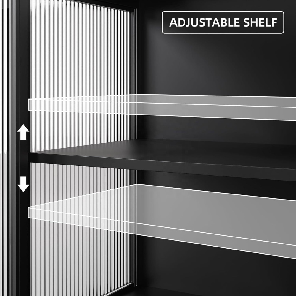 Tall Slim 3-Tier Narrow Freestanding Adjustable Shelves Steel Storage Cabinet for Apartment Home Furniture Modern Living Room
