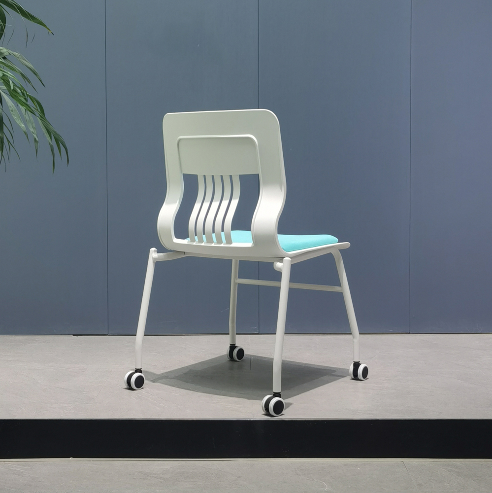Modern Design Stacking Armless Office Chair with Wheels Mesh Reception Desk Chairs for Conference Lobby for School Waiting Room