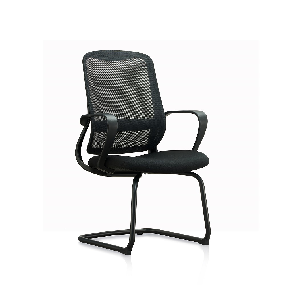 Low-Priced Black Bow Leg Ergonomic Mesh Chair Adjustable Armrests Modern Powder Coating Stacking for VIP Visitor Meeting Feature