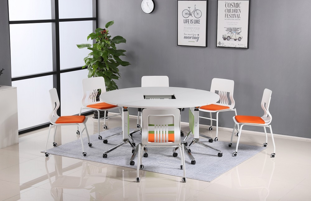 Modern Design Stacking Armless Office Chair with Wheels Mesh Reception Desk Chairs for Conference Lobby for School Waiting Room