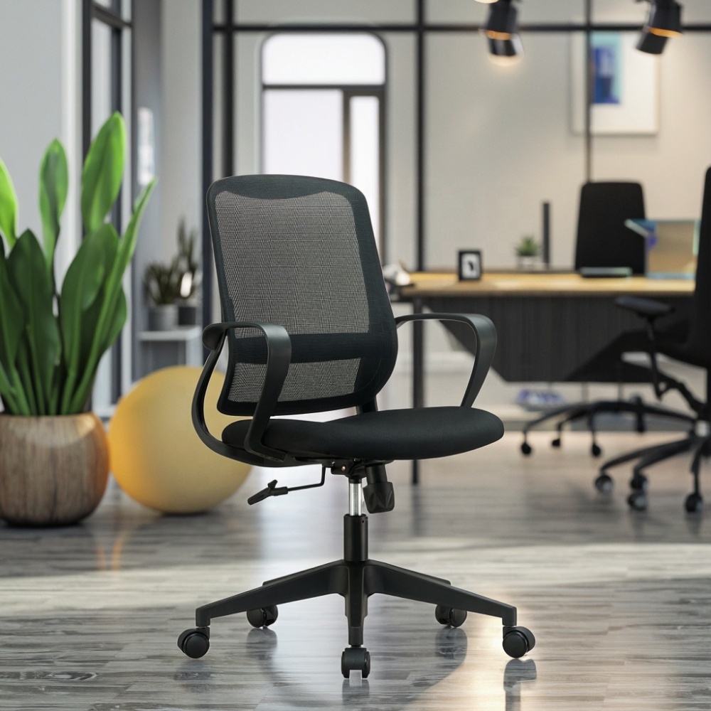 Modern Ergonomic Mesh Office Chair with Lumbar Support Adjustable Armrest and Swivel Mid Back for Home or Office Use