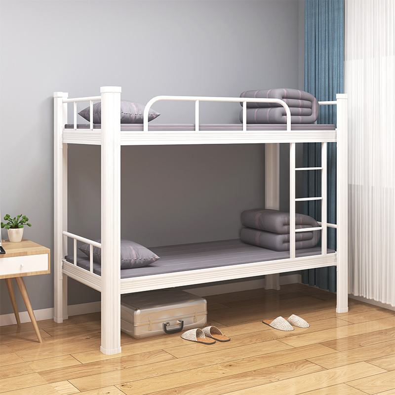 Durable Detachable Metal Frame Bunk Bed Adults Stairs Modern Design School Dormitory Furniture Hotels Youth Hostels Apartment