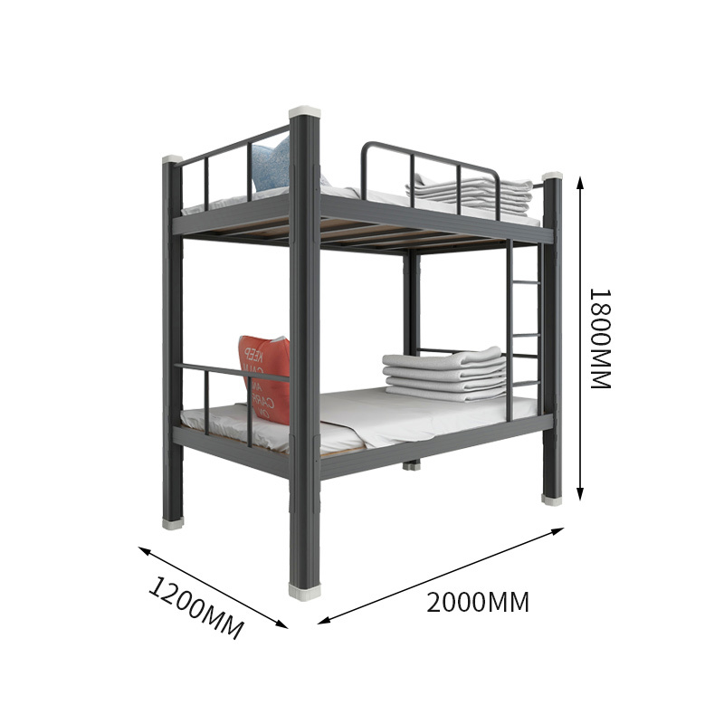 Durable Detachable Metal Frame Bunk Bed Adults Stairs Modern Design School Dormitory Furniture Hotels Youth Hostels Apartment