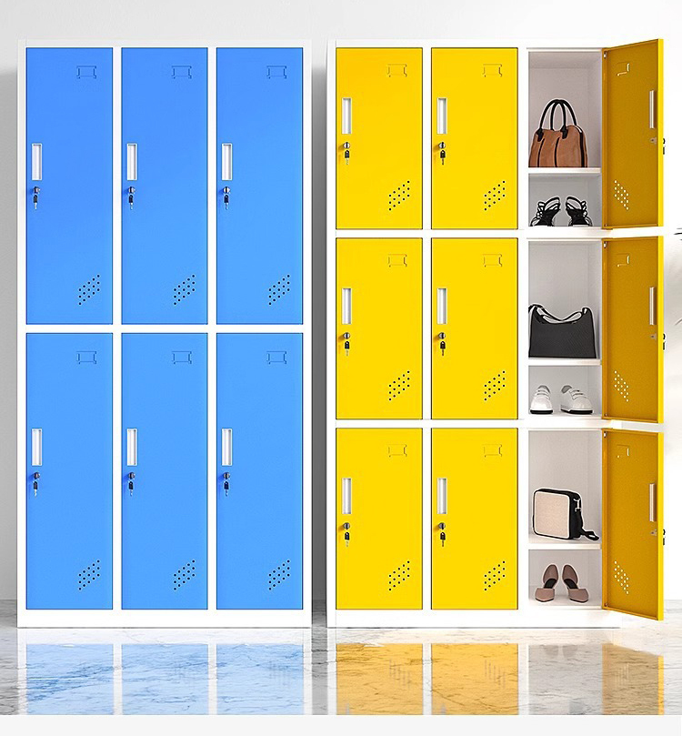 6-Door Steel Iron Wardrobe Gym School Student Employee Closet Clothes Storage Cabinet Metal Changing Room Locker for Offices