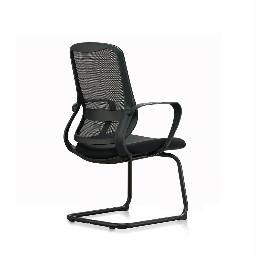 Low-Priced Black Bow Leg Ergonomic Mesh Chair Adjustable Armrests Modern Powder Coating Stacking for VIP Visitor Meeting Feature