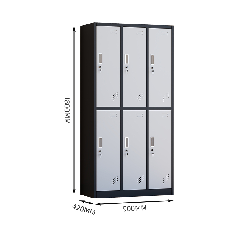 6-Door Steel Iron Wardrobe Gym School Student Employee Closet Clothes Storage Cabinet Metal Changing Room Locker for Offices