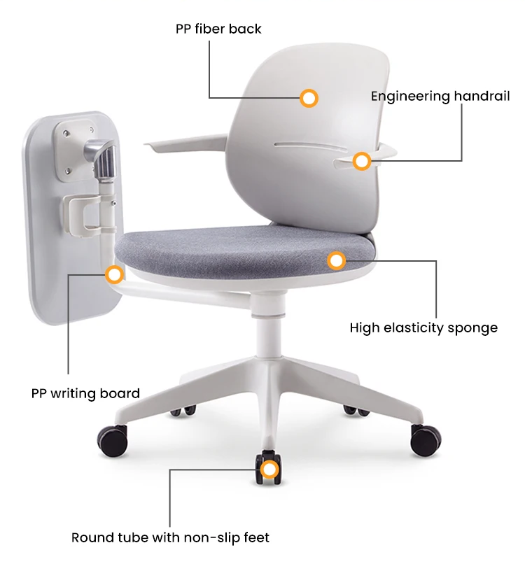 Ergonomic Contemporary Home Office Chair Comfortable High Back Computer Chair Lumbar Support Swivel Desk Chair Table Made PP