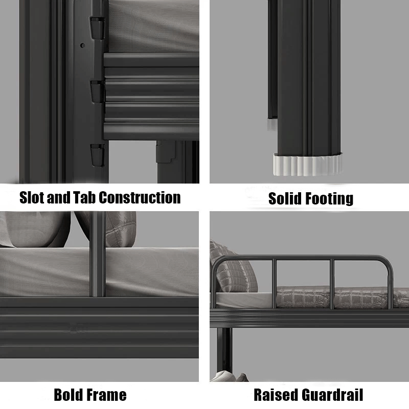 Durable Detachable Metal Frame Bunk Bed Adults Stairs Modern Design School Dormitory Furniture Hotels Youth Hostels Apartment