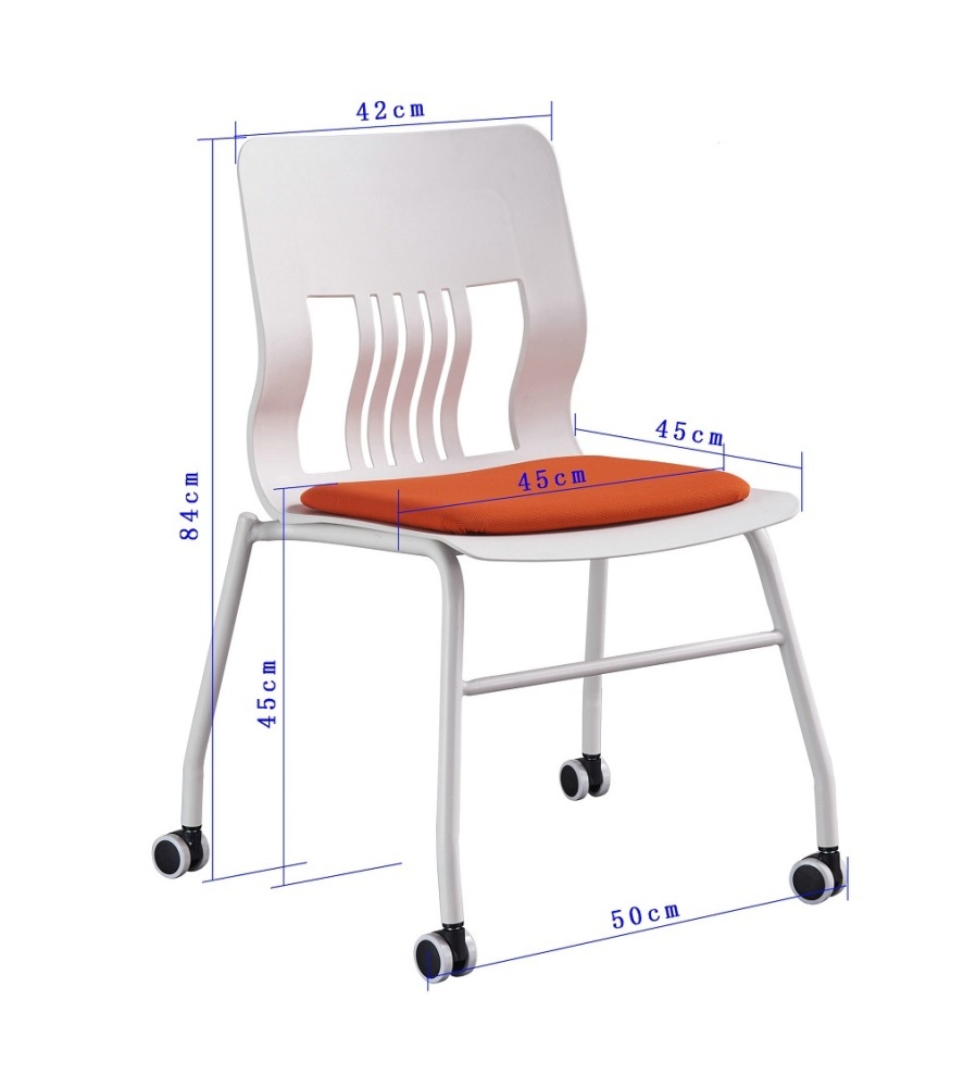 Modern Design Stacking Armless Office Chair with Wheels Mesh Reception Desk Chairs for Conference Lobby for School Waiting Room