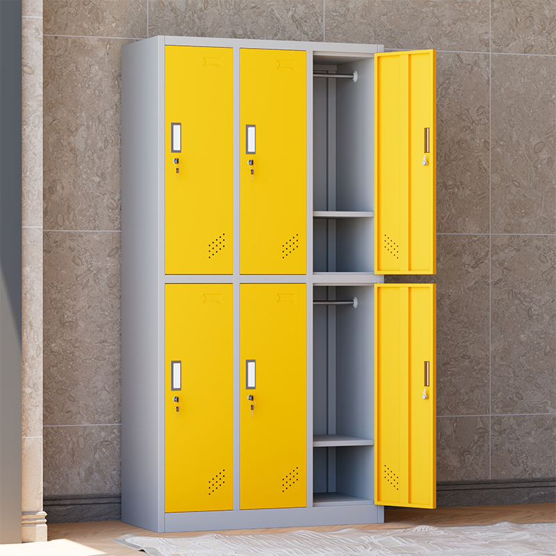 6-Door Steel Iron Wardrobe Gym School Student Employee Closet Clothes Storage Cabinet Metal Changing Room Locker for Offices