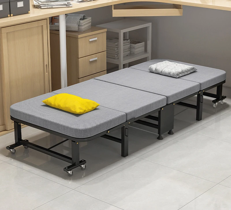 Luxurious White Single Bed Thickened Widened Bottom Frame Modern Foldable Design for Hotels Apartments New Metal Lunch Break Bed