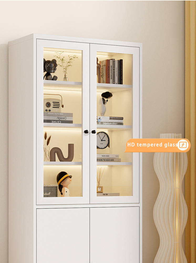 Modern 6-Shelf Tall Bookcase Doors Display Storage Bookshelves for Home Office Living Room for School Use Floor-Standing