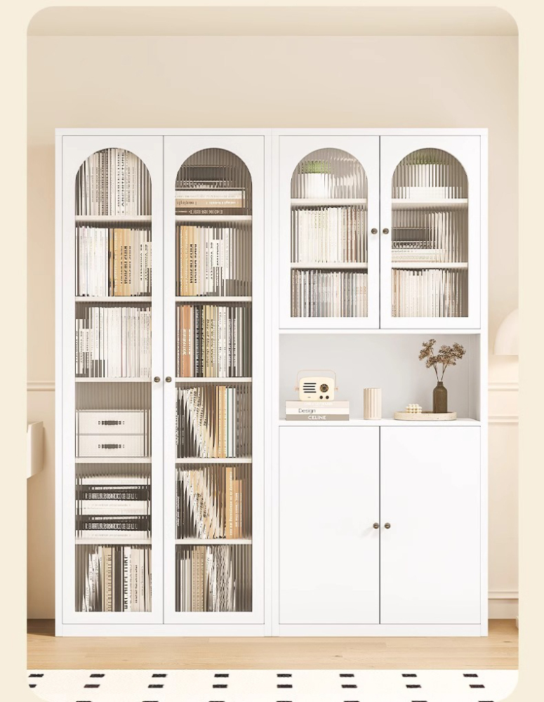 Modern Kids Bookshelf with Easy Assembly Glass Doors for Home Office or School Versatile Furniture for Dining Apartment Use