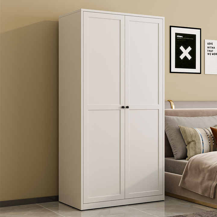 White Modern Customized Steel Bedroom Living Room 2-Door Durable Wardrobe Cabinet Storage Home Furniture for Hotel School