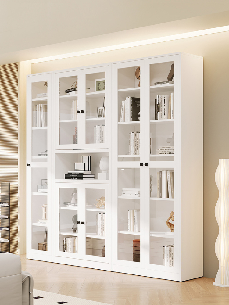 Modern 6-Shelf Tall Bookcase Doors Display Storage Bookshelves for Home Office Living Room for School Use Floor-Standing