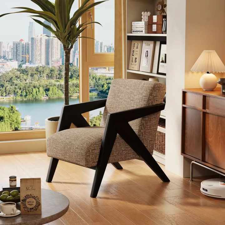 Italian Luxury Modern Single Sofa Chair for Small House Bedroom Living Room Use Wooden Frame Ergonomic Design