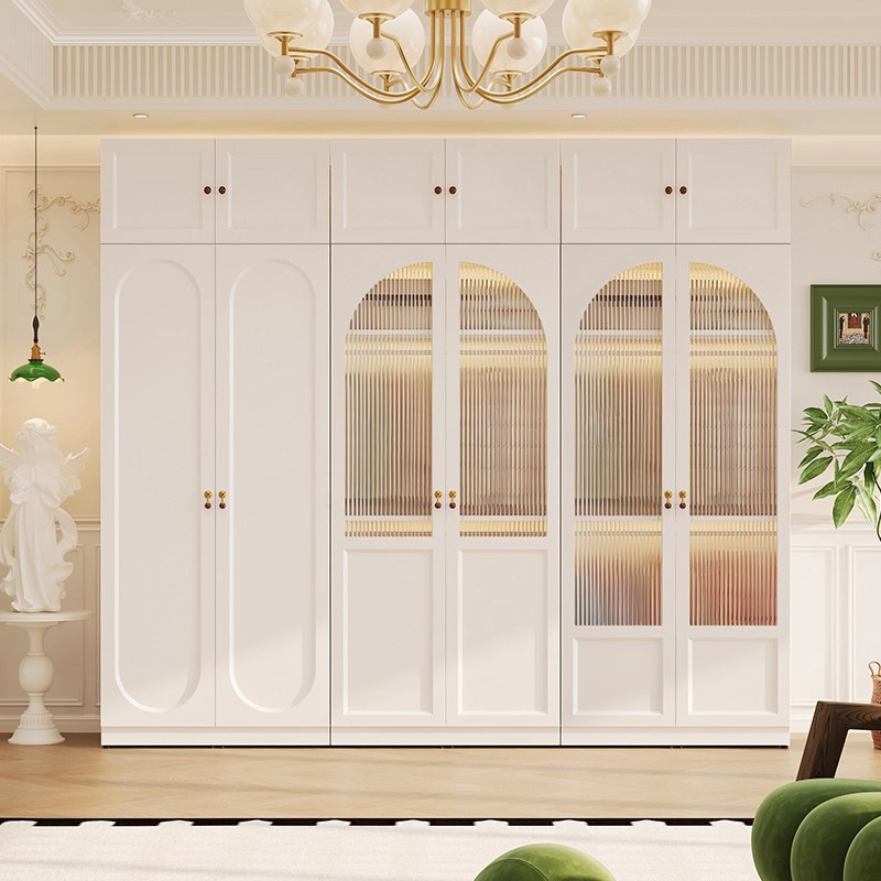 Steel White Wardrobe Closet 2 Doors Modern Freestanding Bedroom Armoire with Adjustable Storage Durable Hotel Use