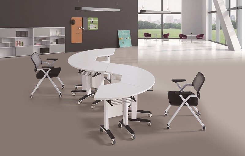 Modern Modular Mobile Training Table with Wheels Easy Assembly Folding Conference Room Durable Flip Top for Meeting Study Desk
