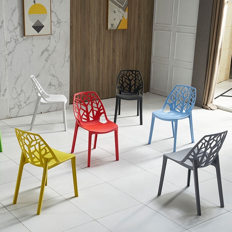 Modern PP Fiber Indoor/Outdoor Stackable Dining Chairs, Stacking Plastic Bistro Chairs for Patio or Restaurant