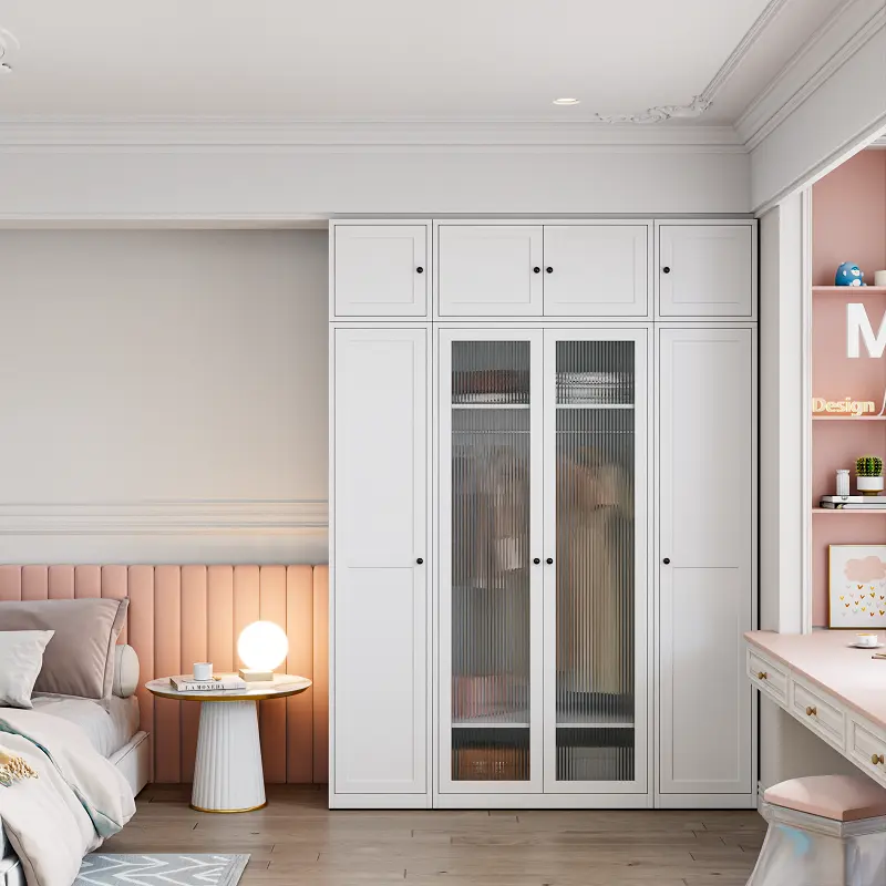 Modern High Quality Metal Gardrop Bedroom Furniture Luxury Double Door Closet Clothes Bedroom Wardrobes Hot Sale Steel Furniture