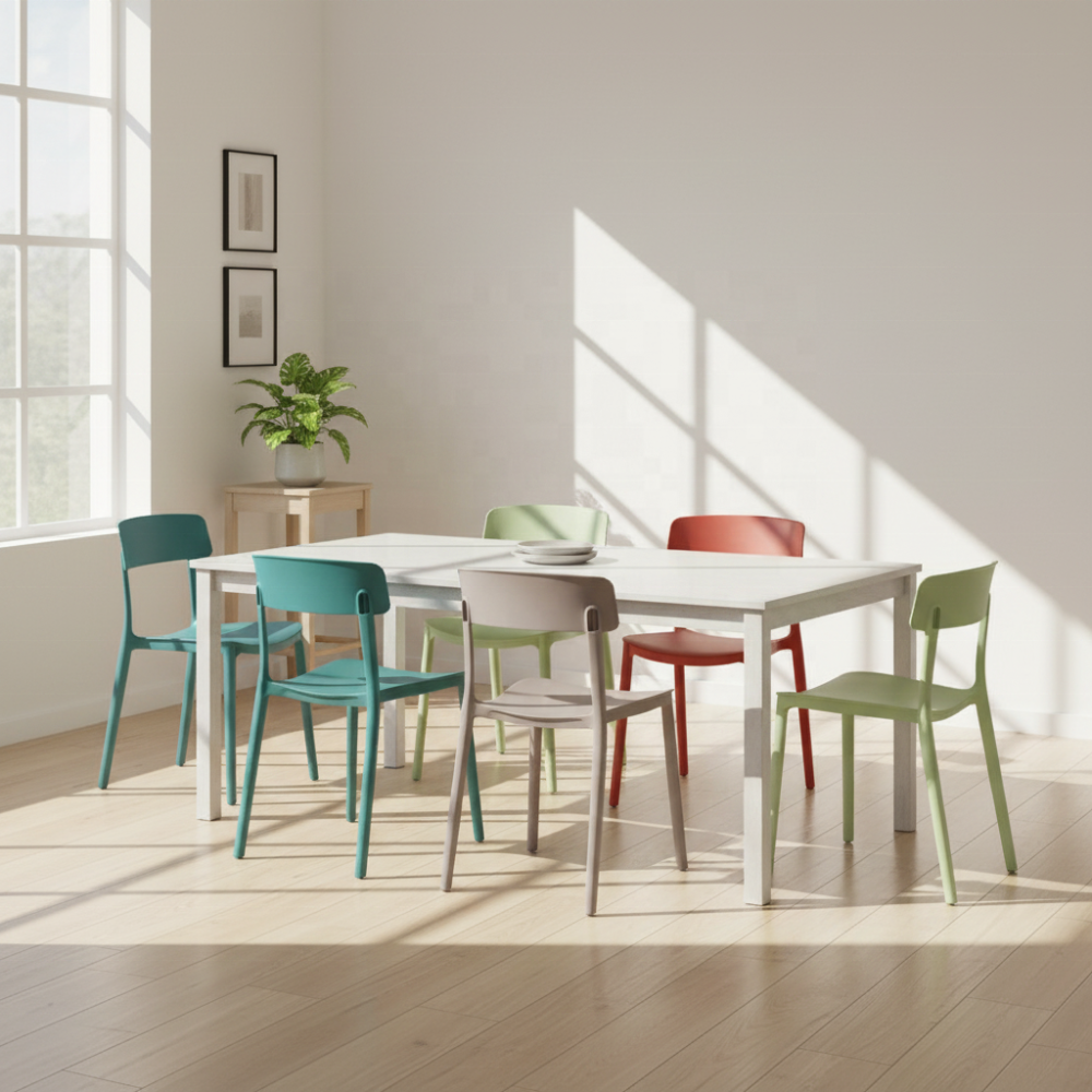 PP Fiber Dining Chairs Modern Plastic Kitchen Side Chairs Hipster Contemporary Molded Plastic Stackable Home Office School