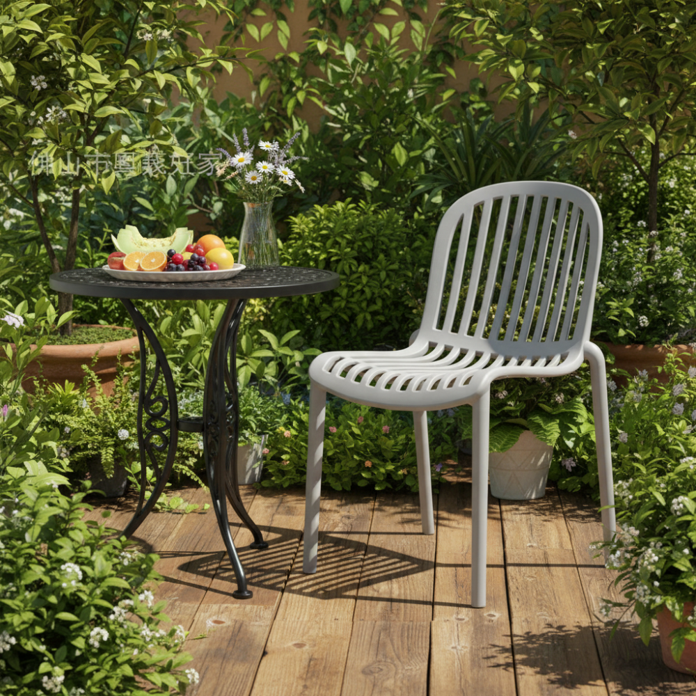 Modern Stackable Outdoor Dining Chairs All Weather Plastic Furniture for Patio & Backyard Use