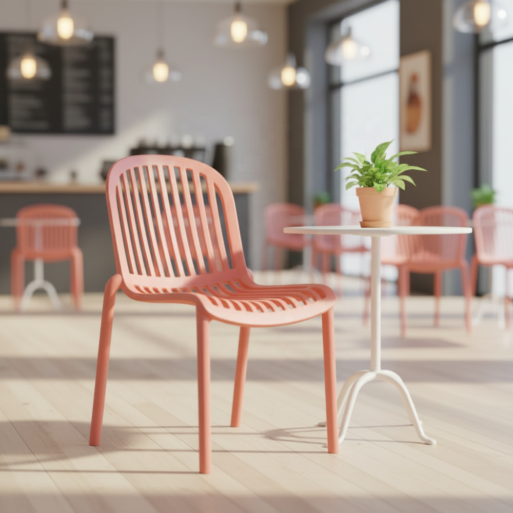 Modern Stackable Outdoor Dining Chairs All Weather Plastic Furniture for Patio & Backyard Use