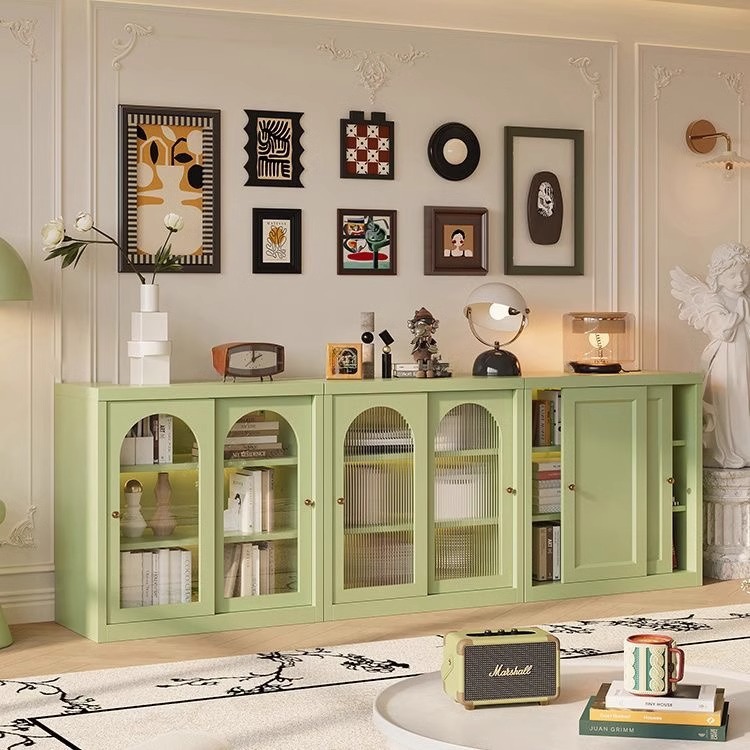 Adjustable Shelf Sideboard Buffet Cabinet with Glass Doors Credenza Storage New Home Furniture for Living Room Kitchen Entryway