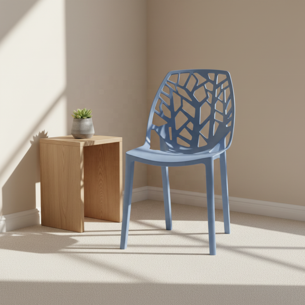 Modern PP Fiber Indoor/Outdoor Stackable Dining Chairs, Stacking Plastic Bistro Chairs for Patio or Restaurant
