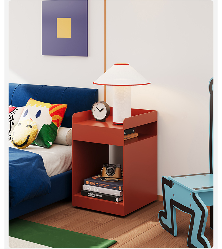Modern Iron Night Stand & Bedside Table with Open Storage Small Space Bedroom Furniture for Hotel Kids Room Dorm 2 Drawers